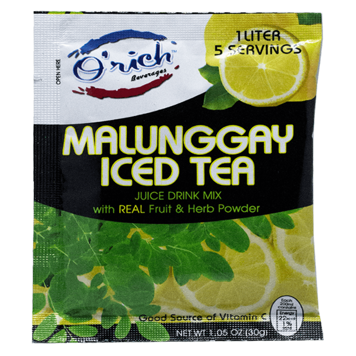 Orich Malunggay Iced Tea 1 Liter pack, 30g