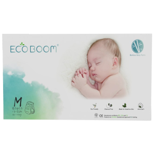 Medium Pants Bamboo Eco Boom Eco Friendly Biodegradable Disposable Diapers for Babies 13-22 pounds, 80 pcs